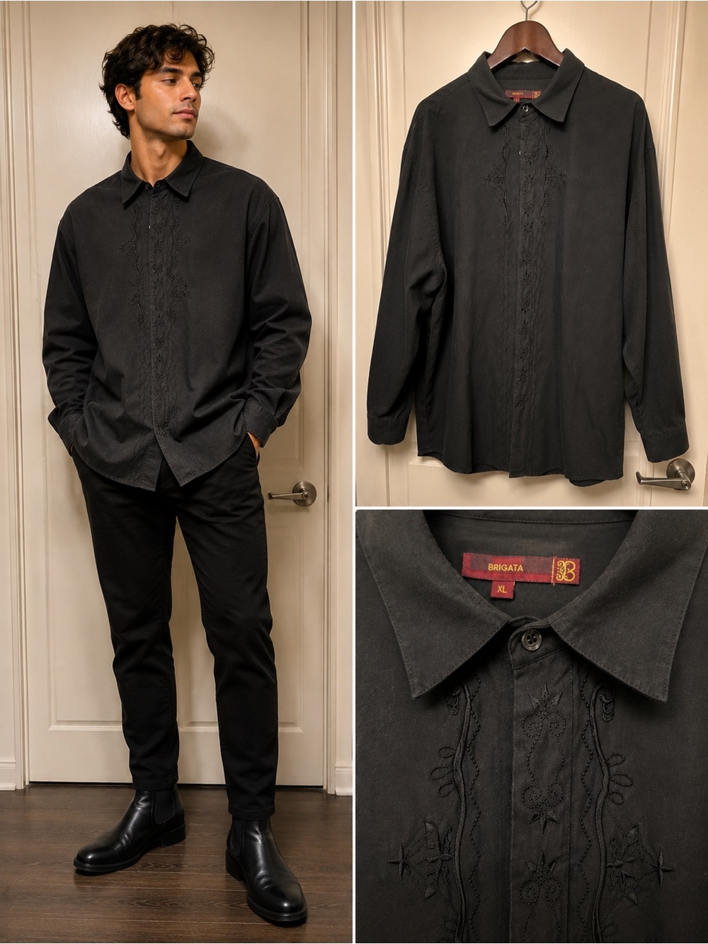 Brigata Embroidered Black Shirt – Men’s XL
